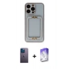 MARSİLYAN™- iPhone 13 Pro Max Kılıf Kozmos Minimal Prime - Siyah Bilvis 5in1 3D Magic Cam Ekran Koruyucu + Neon Fosforlu Kamera Lens - MI