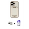 MARSİLYAN™- iPhone 13 Pro Max Kılıf Kozmos Minimal Prime - Siyah Bilvis 5in1 3D Magic Cam Ekran Koruyucu + Rainbow Kamera Lens Koruma Cam - BZ