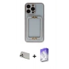 MARSİLYAN™- iPhone 13 Pro Max Kılıf Kozmos Minimal Prime - Siyah Bilvis 5in1 3D Magic Cam Ekran Koruyucu + Rainbow Kamera Lens Koruma Cam - BZ