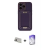 MARSİLYAN™- iPhone 13 Pro Max Kılıf Kozmos Minimal Prime - Siyah Bilvis 5in1 3D Magic Cam Ekran Koruyucu + Rainbow Kamera Lens Koruma Cam - BZ