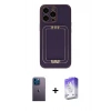 MARSİLYAN™- iPhone 13 Pro Max Kılıf Kozmos Minimal Prime - Siyah Bilvis 5in1 3D Magic Cam Ekran Koruyucu + Neon Fosforlu Kamera Lens - MI