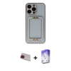 MARSİLYAN™- iPhone 13 Pro Max Kılıf Kozmos Minimal Prime - Siyah Bilvis 5in1 3D Magic Cam Ekran Koruyucu + Rainbow Kamera Lens Koruma Cam - KI