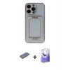 MARSİLYAN™- iPhone 13 Pro Max Kılıf Kozmos Minimal Prime - Siyah Bilvis 5in1 5D Magic Hayalet Cam Ekran Koruyucu + Renkli Kamera Lens Koruma Cam - MI