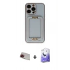 MARSİLYAN™- iPhone 13 Pro Max Kılıf Kozmos Minimal Prime - Siyah Bilvis 5in1 5D Magic Hayalet Cam Ekran Koruyucu + Rainbow Kamera Lens Koruma Cam - KI