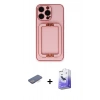 MARSİLYAN™- iPhone 13 Pro Max Kılıf Kozmos Minimal Prime - Siyah Bilvis 5in1 5D Magic Hayalet Cam Ekran Koruyucu + Renkli Kamera Lens Koruma Cam - MI