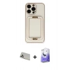 MARSİLYAN™- iPhone 13 Pro Max Kılıf Kozmos Minimal Prime - Siyah Bilvis 5in1 5D Magic Hayalet Cam Ekran Koruyucu + Beyaz Rainbow Kamera Lens Koruma Cam