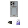 MARSİLYAN™- iPhone 13 Pro Max Kılıf Kozmos Minimal Prime - Siyah Bilvis 5in1 5D Magic Hayalet Cam Ekran Koruyucu + Raze Metal Kamera Lens - GD