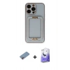 MARSİLYAN™- iPhone 13 Pro Max Kılıf Kozmos Minimal Prime - Siyah Bilvis 5in1 5D Magic Hayalet Cam Ekran Koruyucu + Shine Kamera Lens Koruma Cam - PE