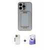 MARSİLYAN™- iPhone 13 Pro Max Kılıf Kozmos Minimal Prime - Siyah Bilvis 5in1 5D Magic Hayalet Cam Ekran Koruyucu + Shine Kamera Lens - GD