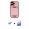 MARSİLYAN™- iPhone 13 Pro Max Kılıf Kozmos Minimal Prime - Siyah Bilvis 5in1 5D Magic Hayalet Cam Ekran Koruyucu + Shine Kamera Lens Koruma Cam - MI