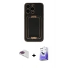 MARSİLYAN™- iPhone 13 Pro Max Kılıf Kozmos Minimal Prime - Siyah Bilvis 5in1 5D Magic Hayalet Cam Ekran Koruyucu + Pers Alüminyum Kamera Lens - GI