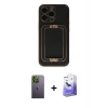 MARSİLYAN™- iPhone 13 Pro Max Kılıf Kozmos Minimal Prime - Siyah Bilvis 5in1 5D Magic Hayalet Cam Ekran Koruyucu + Yeşil Neon Fosforlu Kamera Lens