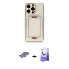 MARSİLYAN™- iPhone 13 Pro Max Kılıf Kozmos Minimal Prime - Siyah Bilvis 5in1 5D Magic Hayalet Cam Ekran Koruyucu + Renkli Kamera Lens Koruma Cam - SI