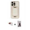 MARSİLYAN™- iPhone 13 Pro Max Kılıf Kozmos Minimal Prime - Siyah Bilvis Hayalet Cam Ekran Koruyucu + Pers Alüminyum Kamera Lens - KI