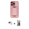 MARSİLYAN™- iPhone 13 Pro Max Kılıf Kozmos Minimal Prime - Siyah Bilvis Hayalet Cam Ekran Koruyucu + Pers Alüminyum Kamera Lens - KI