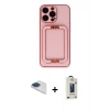 MARSİLYAN™- iPhone 13 Pro Max Kılıf Kozmos Minimal Prime - Siyah Bilvis Hayalet Cam Ekran Koruyucu + Pers Alüminyum Kamera Lens - LT