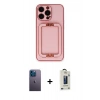 MARSİLYAN™- iPhone 13 Pro Max Kılıf Kozmos Minimal Prime - Siyah Bilvis Hayalet Cam Ekran Koruyucu + Neon Fosforlu Kamera Lens - MI