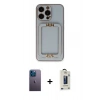 MARSİLYAN™- iPhone 13 Pro Max Kılıf Kozmos Minimal Prime - Siyah Bilvis Hayalet Cam Ekran Koruyucu + Neon Fosforlu Kamera Lens - MI