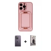 MARSİLYAN™- iPhone 13 Pro Max Kılıf Kozmos Minimal Prime - Siyah Bilvis Hayalet Cam Ekran Koruyucu + Neon Fosforlu Kamera Lens - BZ