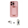 MARSİLYAN™- iPhone 13 Pro Max Kılıf Kozmos Minimal Prime - Siyah Bilvis Hayalet Cam Ekran Koruyucu + Pers Alüminyum Kamera Lens - GD