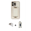 MARSİLYAN™- iPhone 13 Pro Max Kılıf Kozmos Minimal Prime - Siyah Bilvis Hayalet Cam Ekran Koruyucu + Pers Alüminyum Kamera Lens - GD