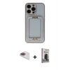 MARSİLYAN™- iPhone 13 Pro Max Kılıf Kozmos Minimal Prime - Siyah Bilvis Hayalet Cam Ekran Koruyucu + Pers Alüminyum Kamera Lens - GI