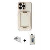 MARSİLYAN™- iPhone 13 Pro Max Kılıf Kozmos Minimal Prime - Siyah Bilvis Hayalet Cam Ekran Koruyucu + Pers Alüminyum Kamera Lens - SABE