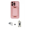 MARSİLYAN™- iPhone 13 Pro Max Kılıf Kozmos Minimal Prime - Siyah Bilvis Hayalet Cam Ekran Koruyucu + Pers Alüminyum Kamera Lens - SABE