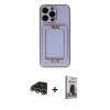 MARSİLYAN™- iPhone 13 Pro Max Kılıf Kozmos Minimal Prime - Siyah Bilvis Hayalet Cam Ekran Koruyucu + Raze Metal Kamera Lens - GD