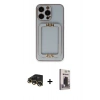 MARSİLYAN™- iPhone 13 Pro Max Kılıf Kozmos Minimal Prime - Siyah Bilvis Hayalet Cam Ekran Koruyucu + Raze Metal Kamera Lens - GD