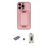 MARSİLYAN™- iPhone 13 Pro Max Kılıf Kozmos Minimal Prime - Siyah Bilvis Hayalet Cam Ekran Koruyucu + Renkli Kamera Lens Koruma Cam - TU