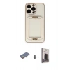 MARSİLYAN™- iPhone 13 Pro Max Kılıf Kozmos Minimal Prime - Siyah Bilvis Hayalet Cam Ekran Koruyucu + Renkli Kamera Lens Koruma Cam - SI