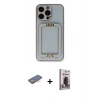 MARSİLYAN™- iPhone 13 Pro Max Kılıf Kozmos Minimal Prime - Siyah Bilvis Hayalet Cam Ekran Koruyucu + Renkli Kamera Lens Koruma Cam - TU