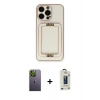MARSİLYAN™- iPhone 13 Pro Max Kılıf Kozmos Minimal Prime - Siyah Bilvis Hayalet Cam Ekran Koruyucu + Neon Fosforlu Kamera Lens - YL