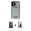 MARSİLYAN™- iPhone 13 Pro Max Kılıf Kozmos Minimal Prime - Siyah Bilvis Hayalet Cam Ekran Koruyucu + Yeşil Neon Fosforlu Kamera Lens