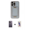 MARSİLYAN™- iPhone 13 Pro Max Kılıf Kozmos Minimal Prime - Siyah Joko 5D Cam + Neon Fosforlu Kamera Lens - BZ