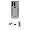 MARSİLYAN™- iPhone 13 Pro Max Kılıf Kozmos Minimal Prime - Siyah Joko 5D Cam + Pembe Renkli Kamera Lens Koruma Cam