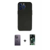MARSİLYAN™- iPhone 13 Pro Max Kılıf Kozmos Yansıma Özel Seri - Şeffaf 360 Full Body Arka Koruyucu + Beyaz Neon Fosforlu Kamera Lens