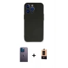 MARSİLYAN™- iPhone 13 Pro Max Kılıf Kozmos Yansıma Özel Seri - Şeffaf Maxco Cam Ekran Koruyucu + Mavi Neon Fosforlu Kamera Lens