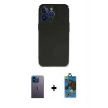 MARSİLYAN™- iPhone 13 Pro Max Kılıf Kozmos Yansıma Özel Seri - Siyah 18D Cam Ekran Koruyucu + Neon Fosforlu Kamera Lens - MI