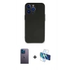MARSİLYAN™- iPhone 13 Pro Max Kılıf Kozmos Yansıma Özel Seri - Siyah 3D Antistatik Cam Ekran Koruyucu + Neon Fosforlu Kamera Lens - MI