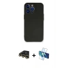 MARSİLYAN™- iPhone 13 Pro Max Kılıf Kozmos Yansıma Özel Seri - Siyah 3D Antistatik Cam Ekran Koruyucu + Raze Metal Kamera Lens - GD