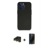 MARSİLYAN™- iPhone 13 Pro Max Kılıf Kozmos Yansıma Özel Seri - Siyah 3D Antistatik Hayalet Cam Ekran Koruyucu + Raze Metal Kamera Lens - GD