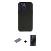 MARSİLYAN™- iPhone 13 Pro Max Kılıf Kozmos Yansıma Özel Seri - Siyah 3D Antistatik Hayalet Cam Ekran Koruyucu + Renkli Kamera Lens Koruma Cam - SI