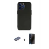 MARSİLYAN™- iPhone 13 Pro Max Kılıf Kozmos Yansıma Özel Seri - Siyah 3D Antistatik Hayalet Cam Ekran Koruyucu + Renkli Kamera Lens Koruma Cam - MI