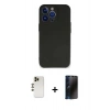 MARSİLYAN™- iPhone 13 Pro Max Kılıf Kozmos Yansıma Özel Seri - Siyah 3D Antistatik Hayalet Cam Ekran Koruyucu + Shine Kamera Lens - GD
