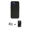 MARSİLYAN™- iPhone 13 Pro Max Kılıf Kozmos Yansıma Özel Seri - Siyah 3D Antistatik Hayalet Cam Ekran Koruyucu + Rainbow Kamera Lens Koruma Cam - MR