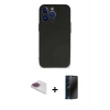 MARSİLYAN™- iPhone 13 Pro Max Kılıf Kozmos Yansıma Özel Seri - Siyah 3D Antistatik Hayalet Cam Ekran Koruyucu + Pers Alüminyum Kamera Lens - GI
