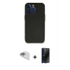 MARSİLYAN™- iPhone 13 Pro Max Kılıf Kozmos Yansıma Özel Seri - Siyah 3D Antistatik Hayalet Cam Ekran Koruyucu + Pers Alüminyum Kamera Lens - SABE