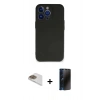 MARSİLYAN™- iPhone 13 Pro Max Kılıf Kozmos Yansıma Özel Seri - Siyah 3D Antistatik Hayalet Cam Ekran Koruyucu + Pers Alüminyum Kamera Lens - GD